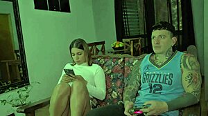 Oh gosh, my stepsister just grabbed my cock while I was playing and we ended up with deep anal creampie action.