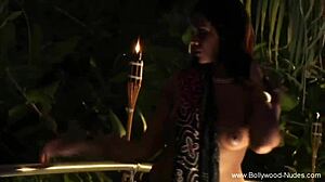 Oh wow can you believe how this beautiful indian woman seduces with her cute brunette dance moves!