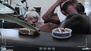 Will pervy boss catch secretaries in anal fisting and creampie on hidden cam?