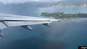 crazy risky handjob until cum in public airplane