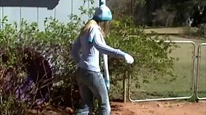 Dagfs - Cute Neighbor Boldly Strips Slim Body And Teases Pierced Pussy In Panties