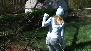 Dagfs - Cute Neighbor Boldly Strips Slim Body And Teases Pierced Pussy In Panties