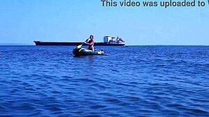 out on the boat cruising the volga river in a bikini with mature amateurs outdoors