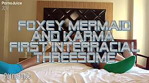 Foxey mermaid and karma team up for intense pussy stretching. They handle big black cock in steamy interracial group action.