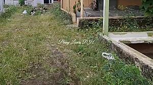 pinay student gets licked and fucked doggystyle by teacher in cemetery. asian college girl takes creampie in wet pussy outdoors.