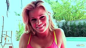 Small titties shine on that perfect blonde as her emo girlfriend licks and fingers the wet oyster deeply.