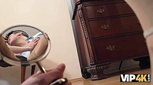 vip4k shows this sexy babe cheating on her husband right in front of him with stockings and european flair