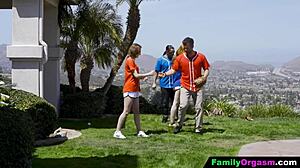Teens Hang With Stepdad Learning Baseball Workout!