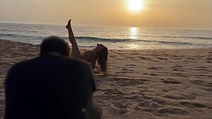Damiana the naughty Brazilian teases Europe with naked beach shoot and canoe blowjob in Portugal ep2!
