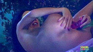 natural beauty started masturbating solo outdoors with dildo riding cowgirl style. then a man appeared for deepthroat blowjob, doggystyle anal sex, and facial cumshot.