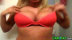 blonde teen 18+ reveals huge tits in webcam show