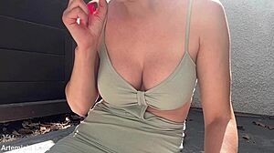 big boobs outdoor smoking in slow motion fetish