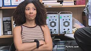 Frizzy Haired Ebony Teen 18+ Sucks Patrolmans Dick on Hidden Cam