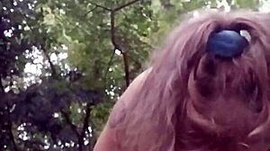 Bold Beauty Slave Bound In Forest Humiliation With Handcuffs And Chained Outdoor Masturbation