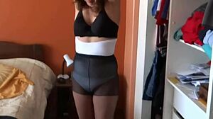 Blonde Housewife Strips Panties To Flash Hairy Pussy