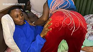 Horny petite 18+ ebony stepsis seduces hot black stepbrother for hard tight pussy fucking in fantasy.