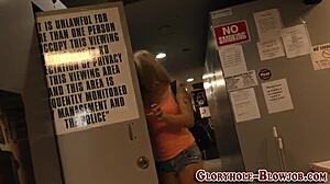 Blonde Sucks Big Black Cock For Gloryhole Cumshot