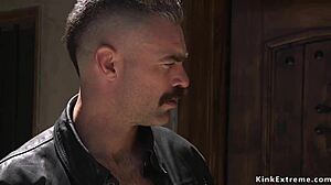 Biker unchained chained blonde slave rough bdsm fuck bound submission