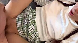 two petite brunettes beg for creampie doggystyle pounding homemade pov