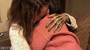 Blonde Friend Joins in Sharing Boyfriend with Kisses and Natural Tits