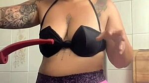 I'm cooking dinner for my husband's friend knowing I'll be their Halloween dessert in the kitchen.