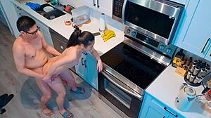 18not20 Young Asian Girl Gets Tight Pussy Fucked In Early Morning Kitchen Doggystyle