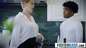 Blonde stepmom teaches stepsiblings sex with big tits group fucking in taboo education. Redhead teen joins mature milf in missionary pounding.