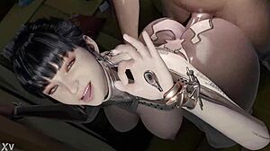 Beauty babe bent over for monster cock doggystyle: want hentai creampie?