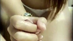 keep stroking after the cumshot asian thai teen 18+ gives her boyfriend a handjob