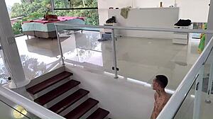 Older brother waits for mom to leave before meeting sister complete on red