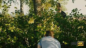 old4k handsome old man convinces busty gal to have sex in the forest with daddy blowjob and muff diving