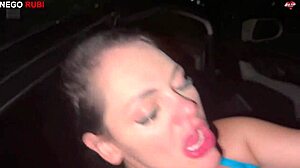 Paolla, feel this enormous cock sliding deep inside you right here in the cuck's car while he watches humiliated