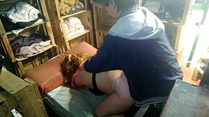 latina amateur bends over in thong for boyfriend's doggystyle pounding