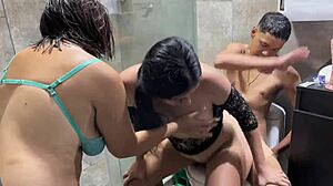 hermanastro trio bends over for anal missionary doggy pounding