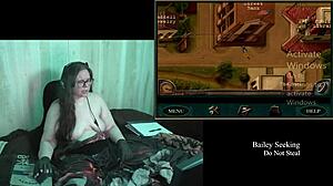 Naked Old Clock BBW Brunette Plays With Big Natural Tits Game