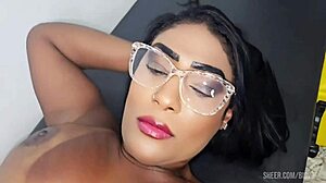 Sexy latina pornstar flashes tits in interracial glamour casting massage interview!