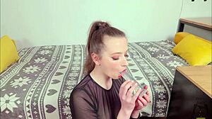 ritzy rain gags on huge toys deepthroating drool till saliva drips everywhere