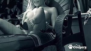 Aubrey Adams Fucked Hard Backyard as Peeping Tom Watches Cumshot