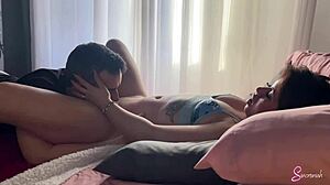 Petite big ass teen makes guy confess love during raw passionate creampie sex