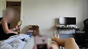 My stepmom flashes her milf tits outdoors while I show off my cock as her husband relaxes watching us exhibitionists