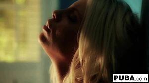 'man, britney amber's big tits pussy solo on blue wall rocks'