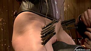 bdsm slave bound back arch takes pussy caning and rough toy pain