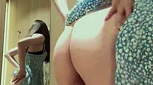 i got caught slipping into this cute dress feeling my big natural tits and ass