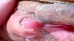 Amateur shaved pink pussy closeup 106 days post virginity loss wet cunilingus