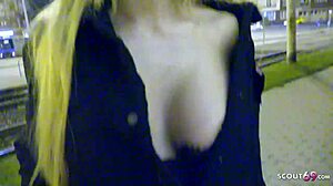 german teen marilyn's first anal after party on street cash pickup