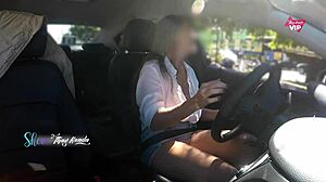Hot Wife Thay Ksada Flashes Big Tits in Car for Stranger Groping with Subtitles.