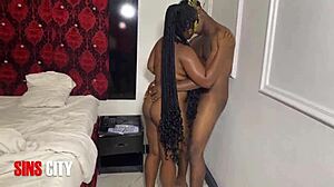 juicy nigerian babe spreads pussy riding big black cock missionary cowgirl