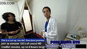 dr tampa gives nicole luvas her first intense gyno exam backstage