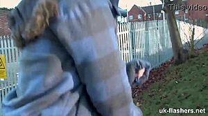 pissed off british babe FLASHES SHAVED pussy FINGERING on london streets