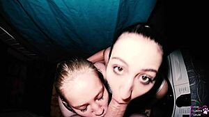 Two Girls Next Door Give Huge Double Oral In Bathroom Cum Fest!